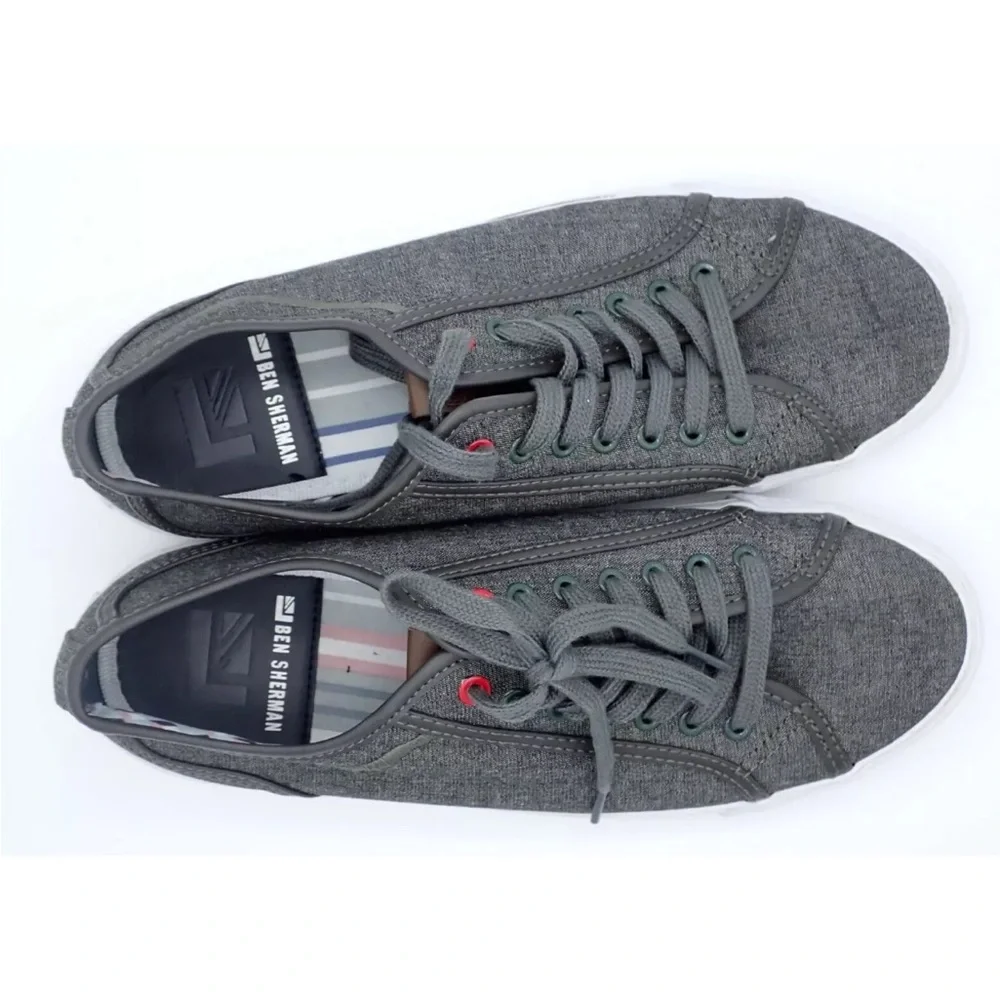 Ben Sherman Men's Casual Canvas Sneakers Skate Shoes Grey Lace Up Size 8